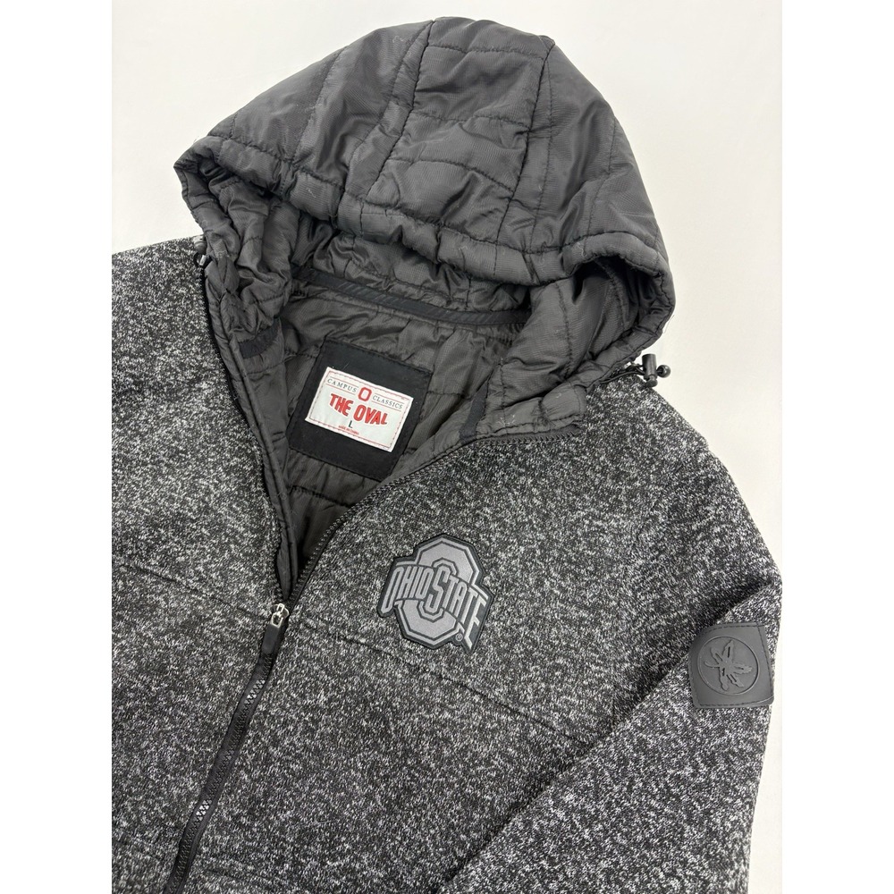 Ohio State Buckeyes The Oval Hooded Jacket Gray Black Full Zip Men's Large